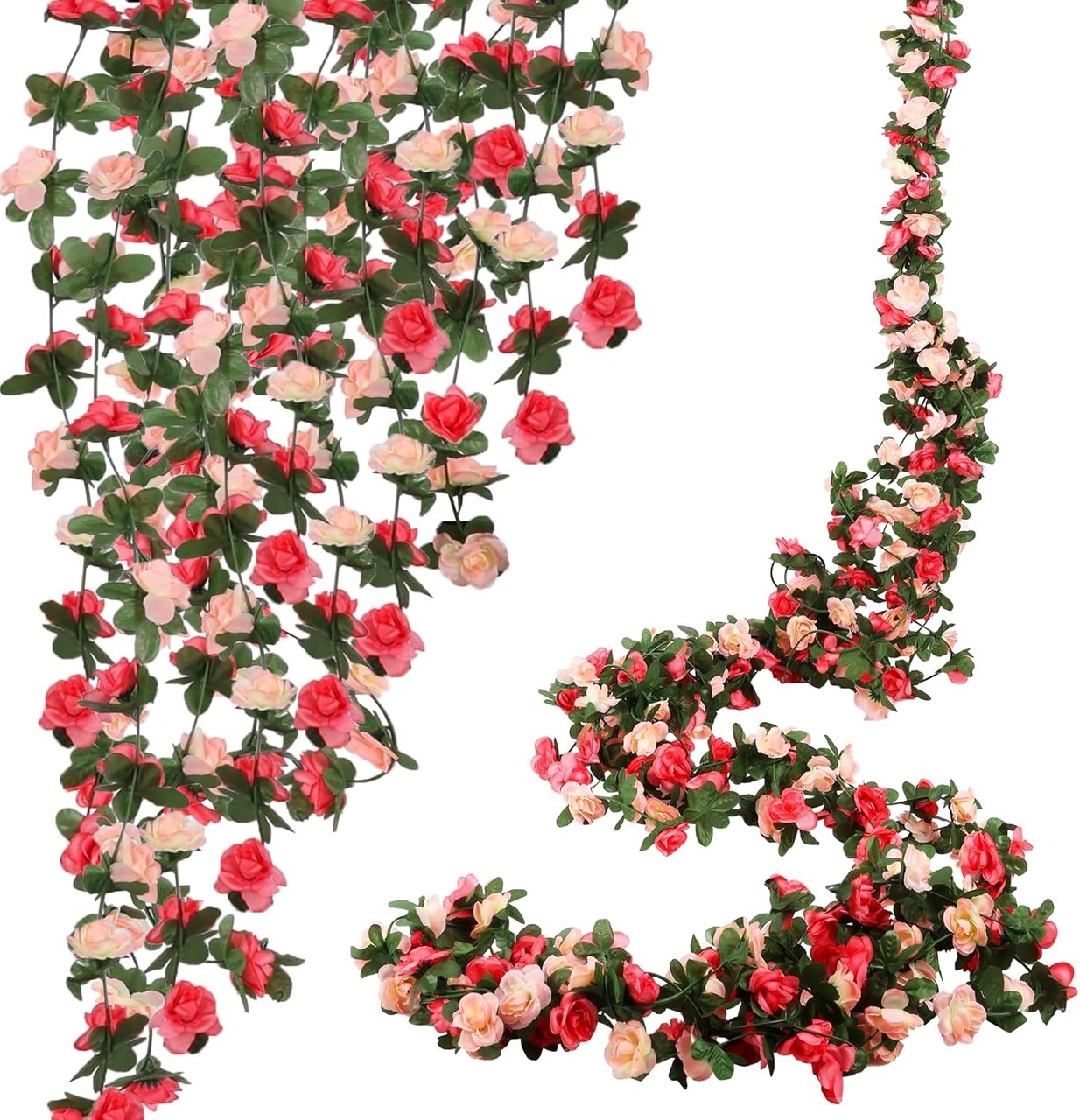 10PCS 82FT Flower Garland – Artificial Rose Vines, Fake Hanging Flowers for Birthday, Valentine’s Day, Wedding, Wall & Arch Decor